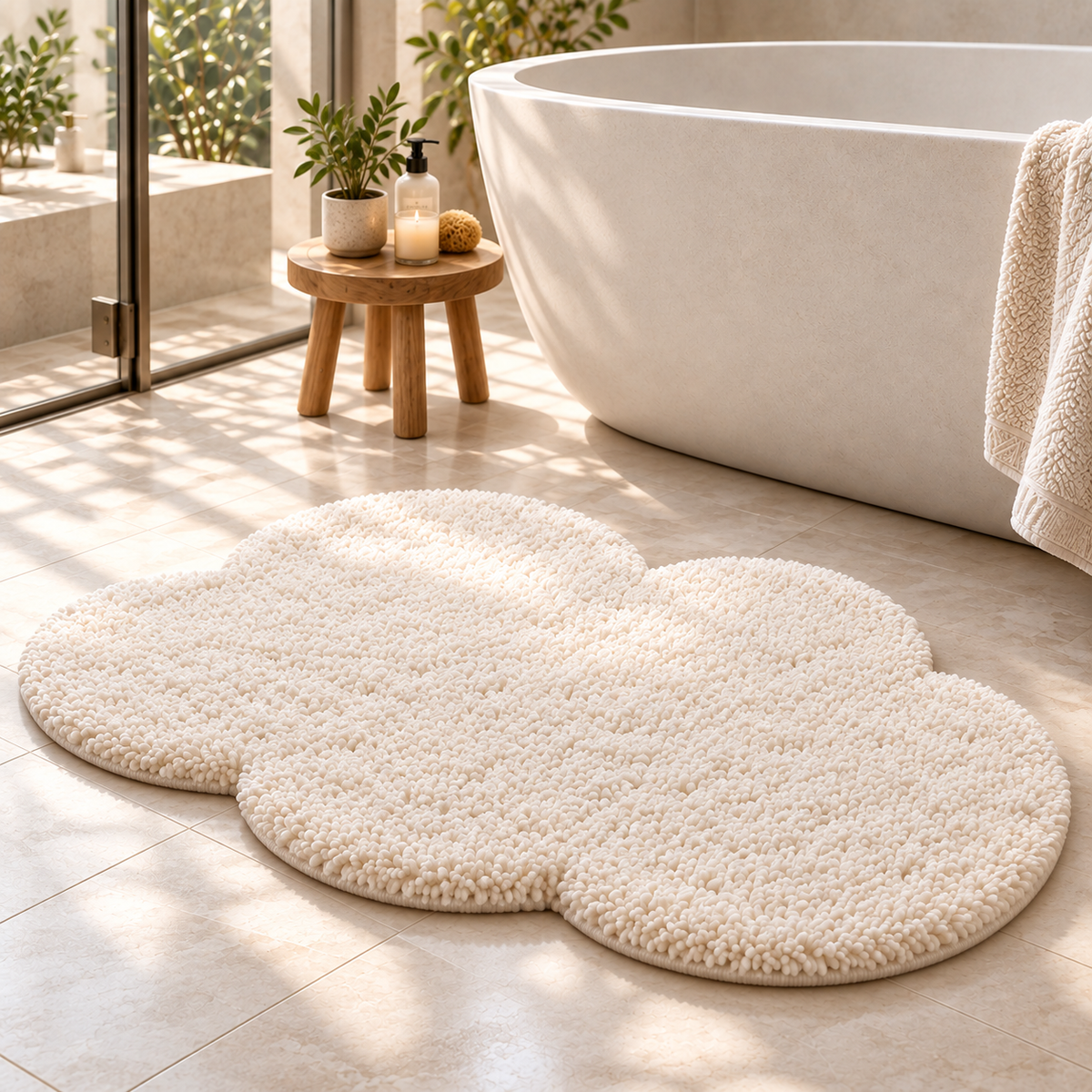 MAVEROLIR® Cloud Comfort Shaped Bath Mat – Ultra Soft Absorbent Non-Slip Bathroom Rug