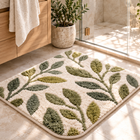 MAVEROLIR® Olive Grove Botanical Bath Mat – Plush Absorbent Non-Slip Bathroom Rug