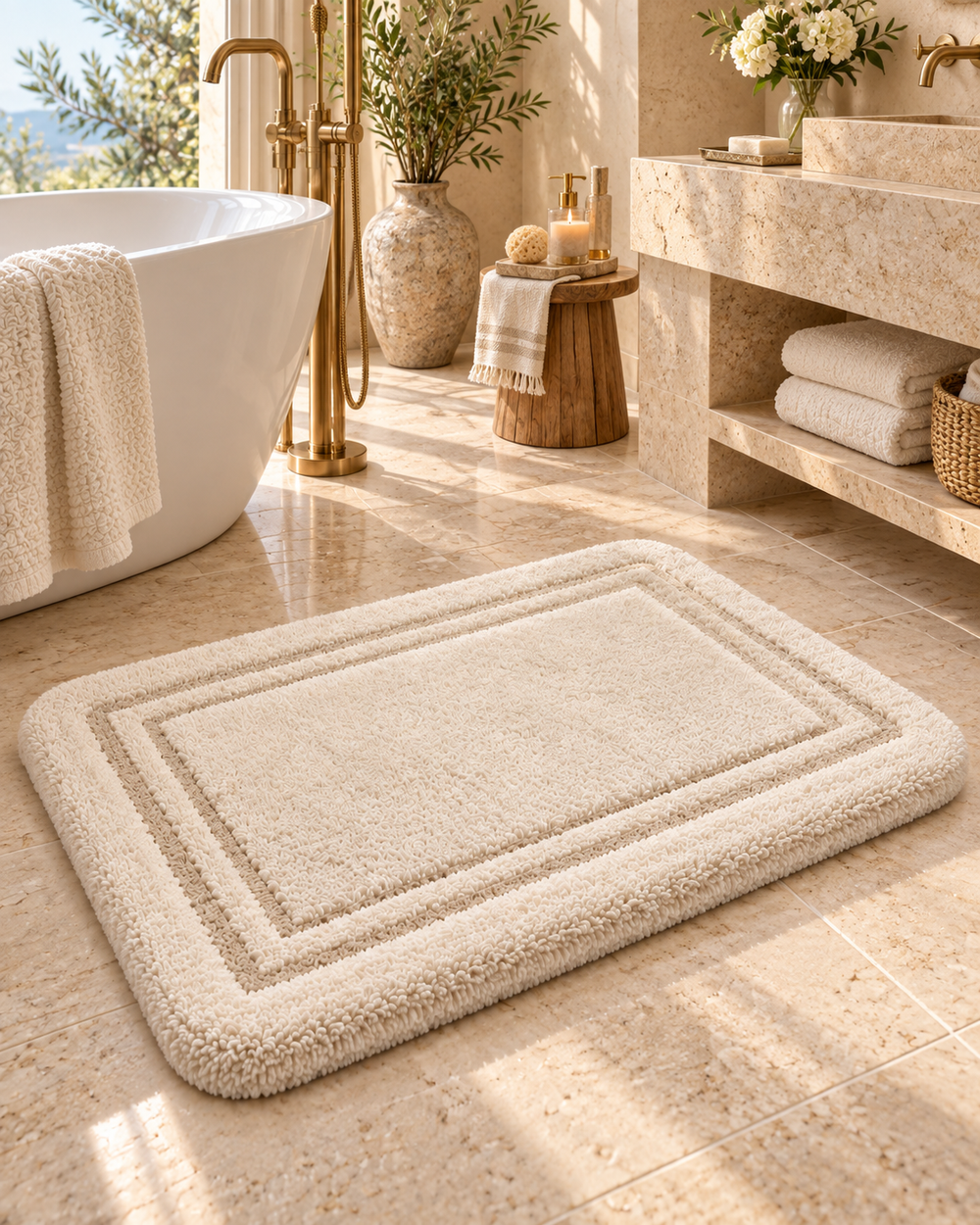 MAVEROLIR® Hotel Luxe Plush Bath Mat – Soft Absorbent Non-Slip Bathroom Rug