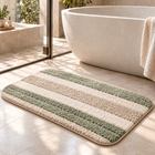 MAVEROLIR® Sage Stripe Textured Bath Mat – Plush Absorbent Non-Slip Bathroom Rug